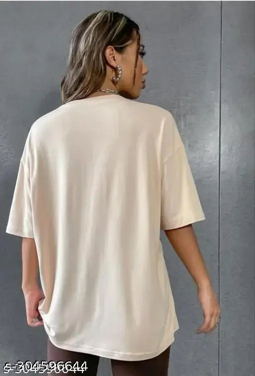 Women's oversized tshirt with a color combination of beige with trendy and fashionable and stylish tshirt